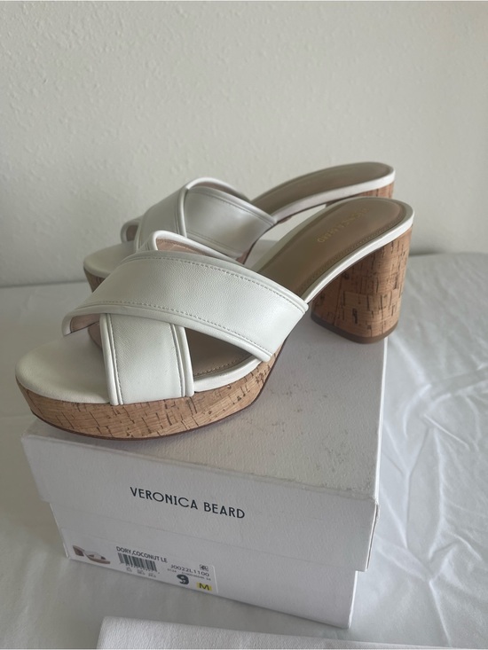 Veronica Beard Shoes - Veronica Beard  Dory White Leather Women's Sandal Heels Size 9 M  $395 NEW